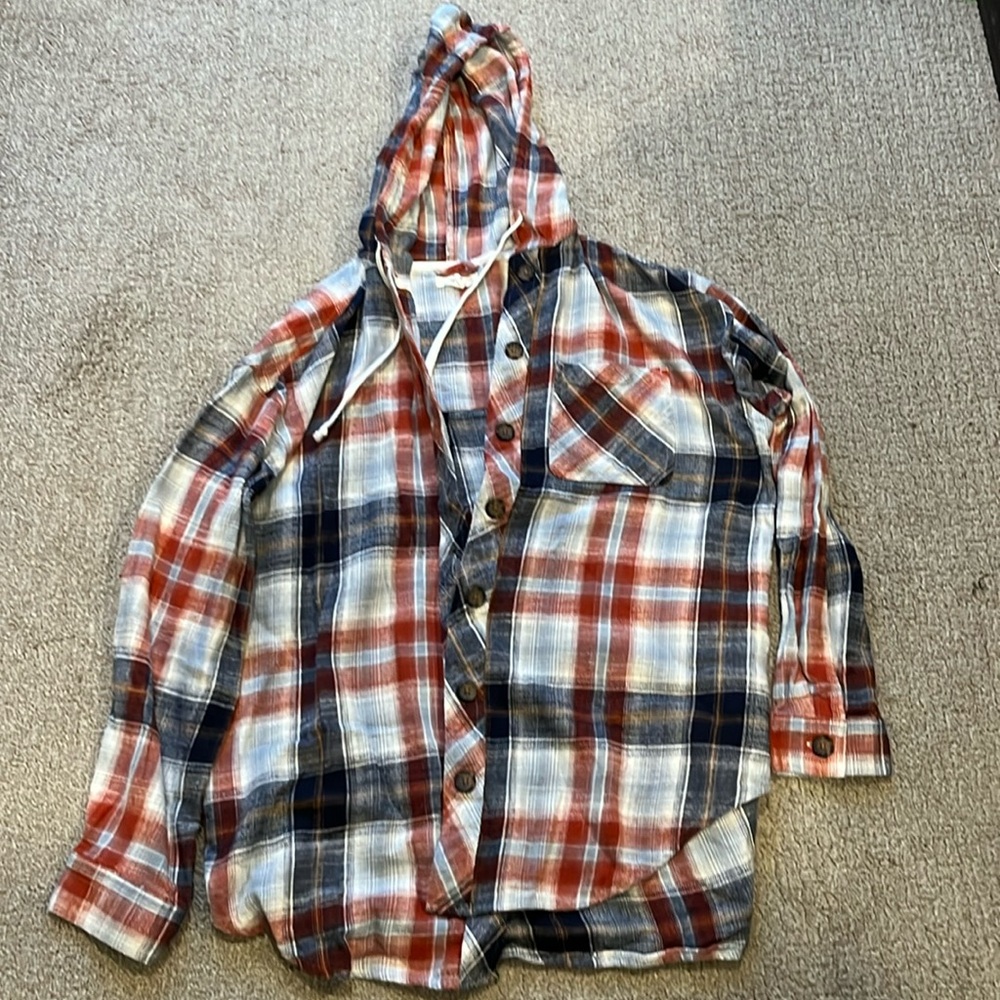 Maurice’s Flannel button down with hood